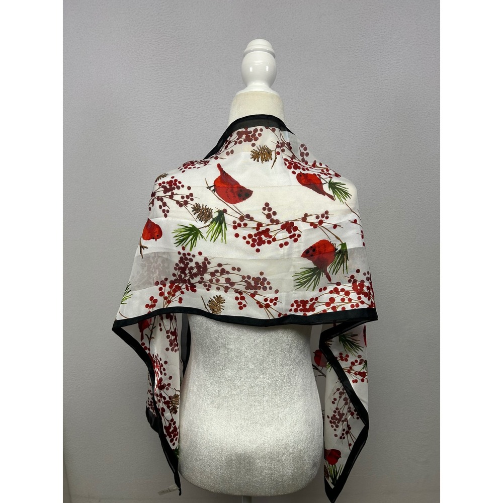 Christmas Winter Christopher & Banks Womens OS White Cardinal Scarf Wrap